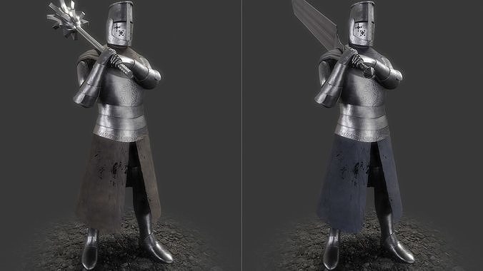 Fantasy Templars Low-poly 3D model