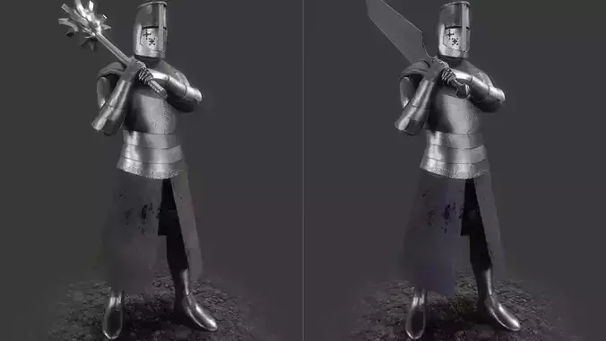 Fantasy Templars Low-poly 3D model