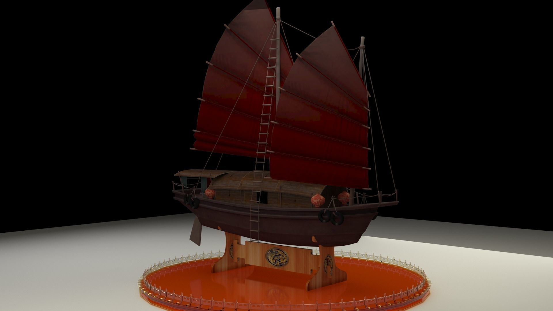 Chinese junk boat 3D model_3