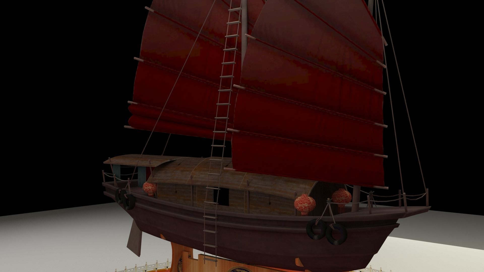 Chinese junk boat 3D model_4