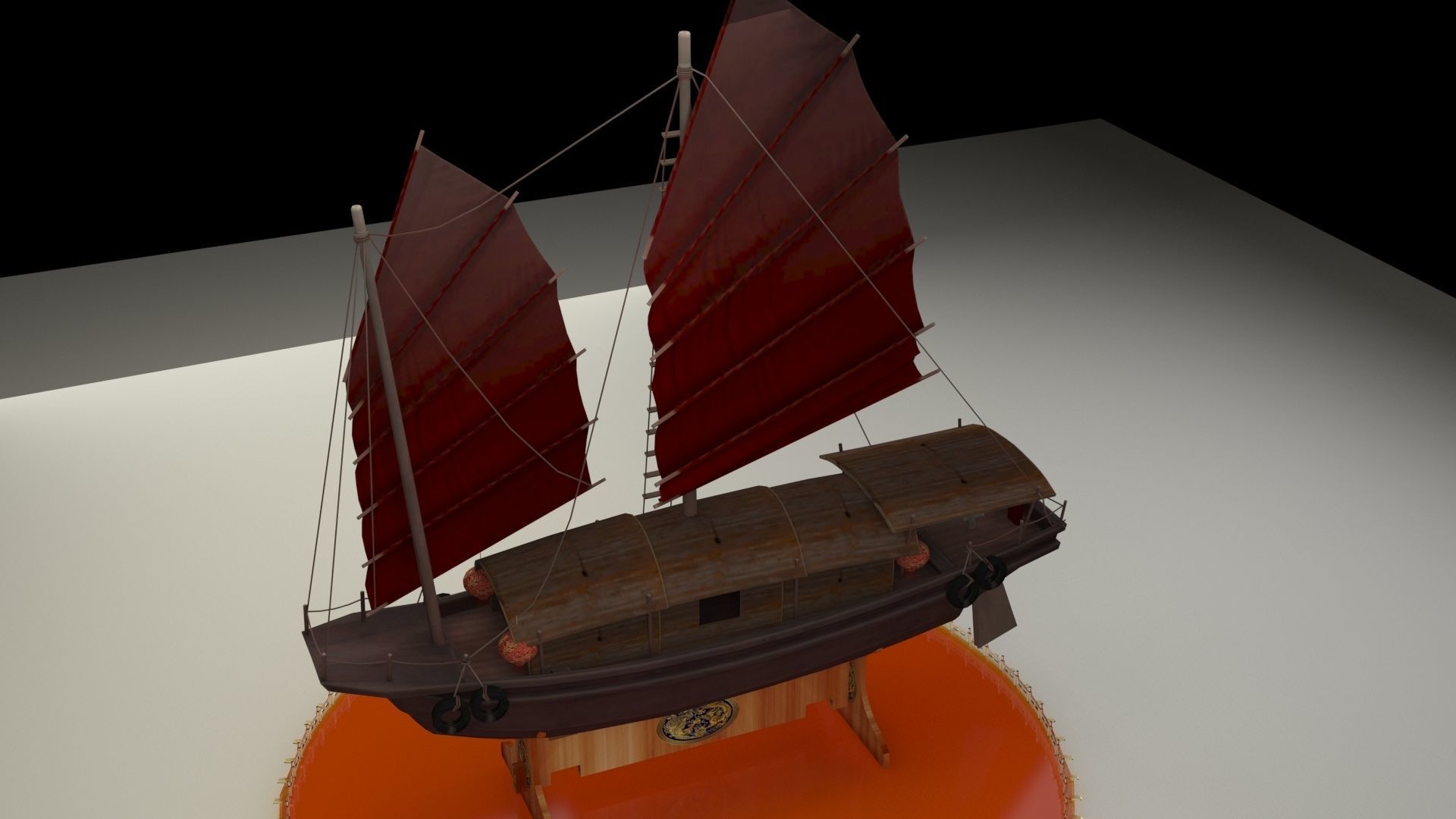 Chinese junk boat 3D model_2