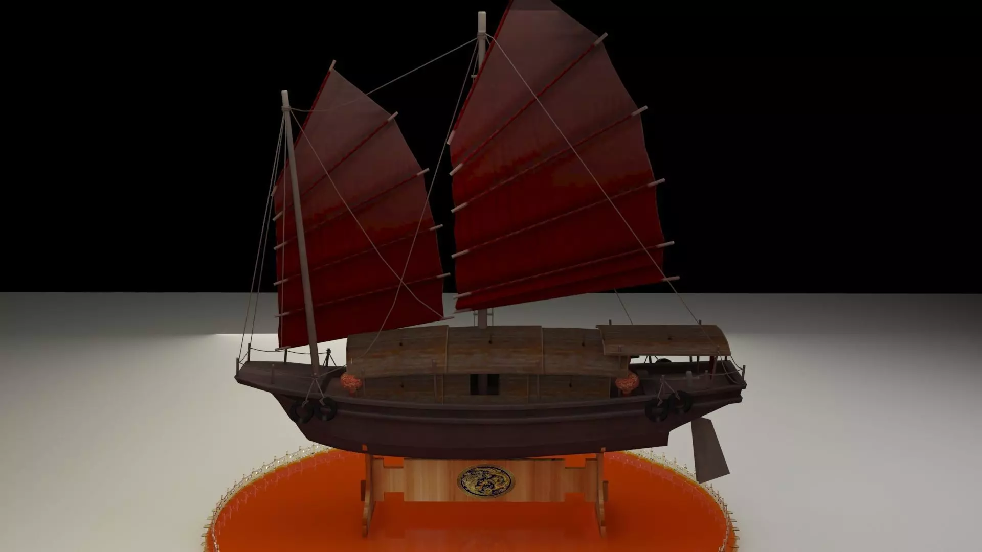 Chinese junk boat 3D model_0