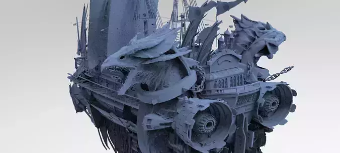 Viking Airship Duel Dragons 2 3D model
