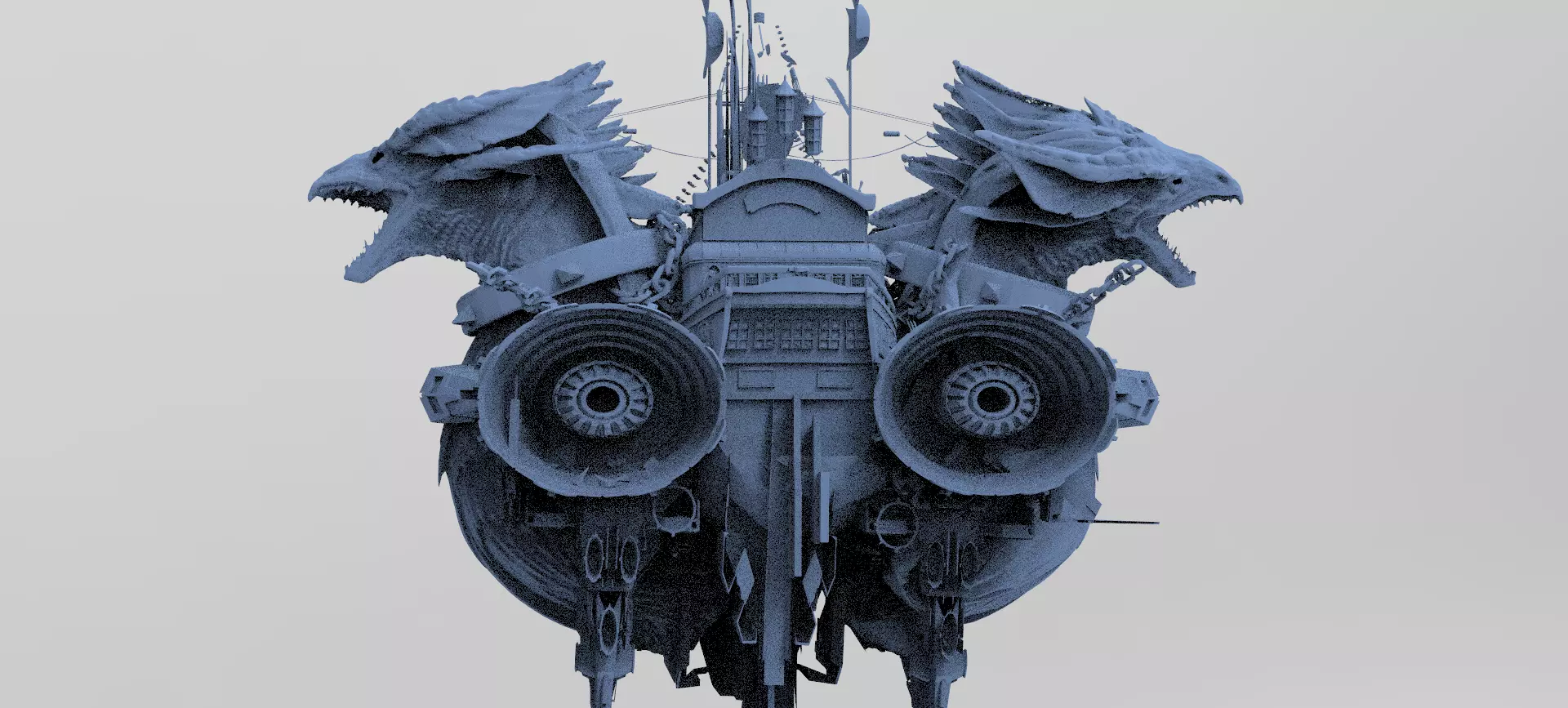 Duel Dragon Ship Hull Back 3D model