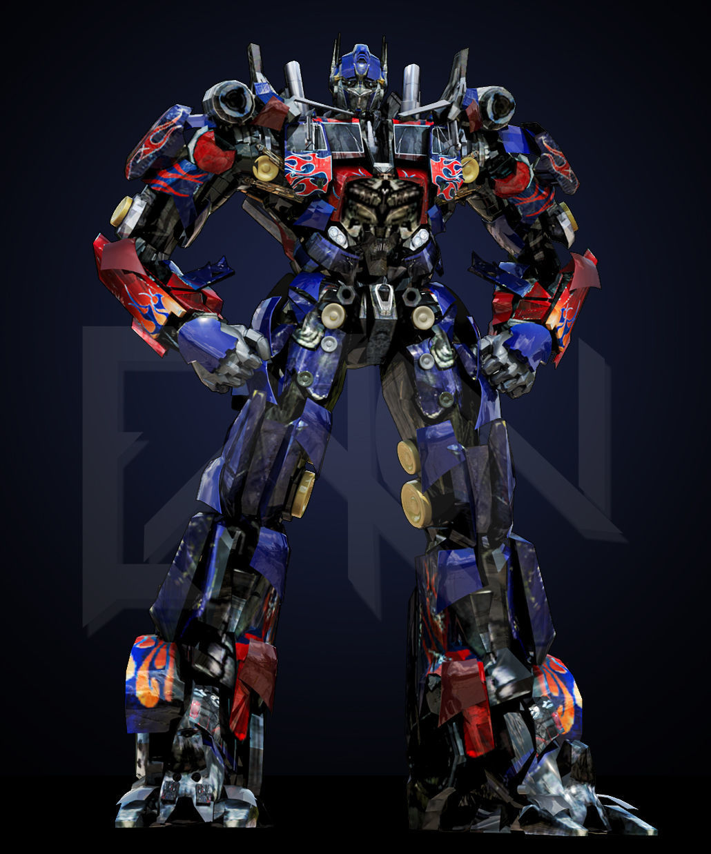 Transformers Optimus Prime DLX DOTM Low-poly 3D model_4