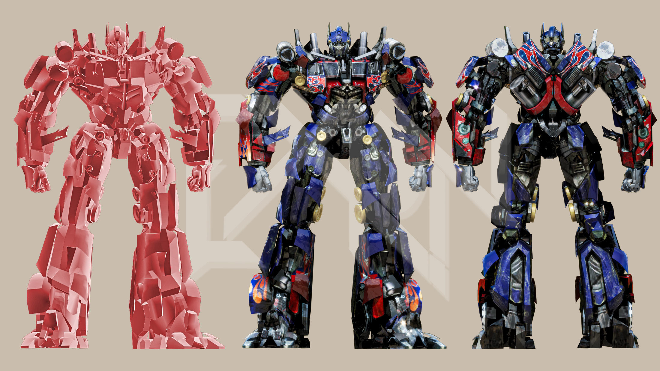 Transformers Optimus Prime DLX DOTM Low-poly 3D model_8
