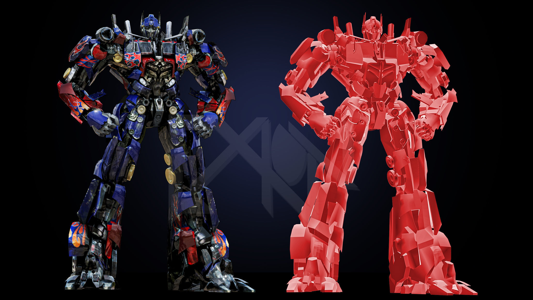 Transformers Optimus Prime DLX DOTM Low-poly 3D model_5