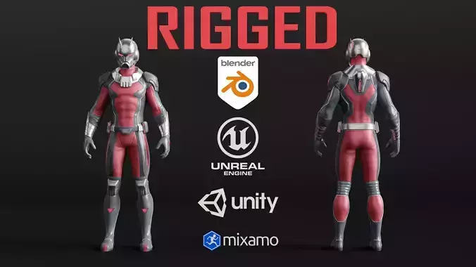 Ant-man RIGGED 3D Character Model Low-poly 3D model