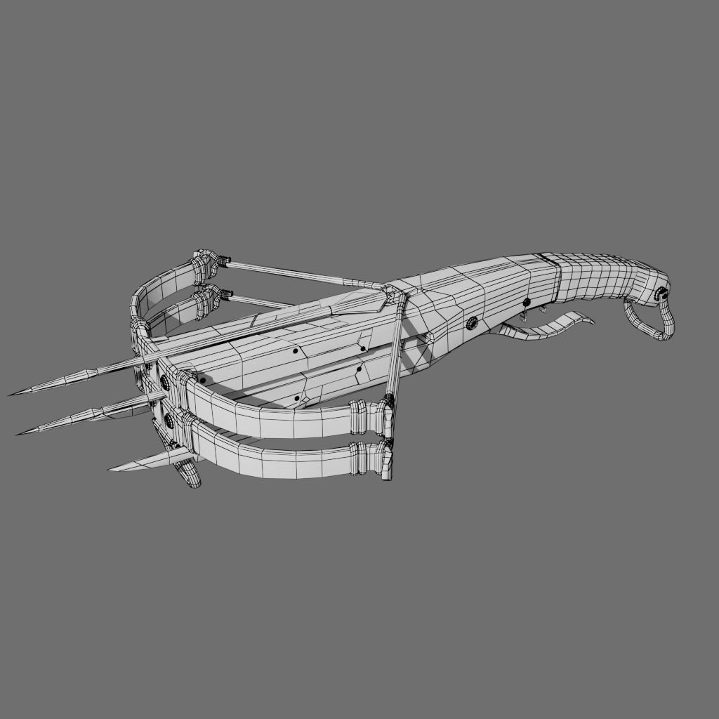 Medieval Fantasy Crossbow LowPoly Low-poly 3D model_4