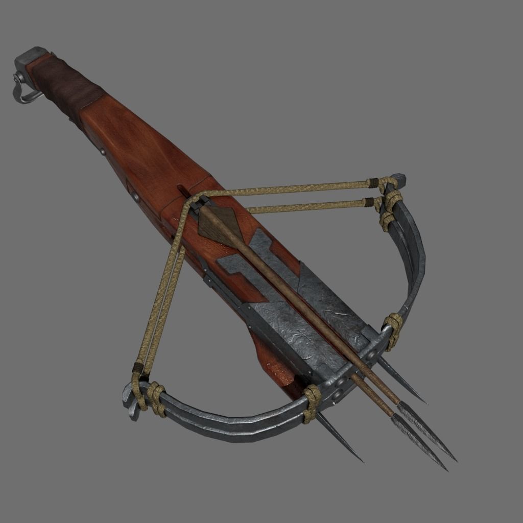 Medieval Fantasy Crossbow LowPoly Low-poly 3D model_2