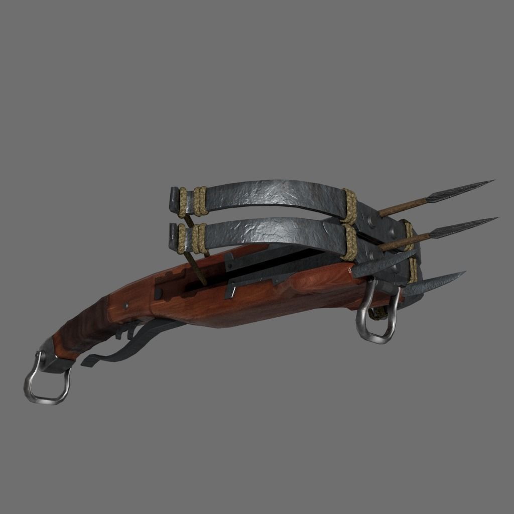 Medieval Fantasy Crossbow LowPoly Low-poly 3D model_1