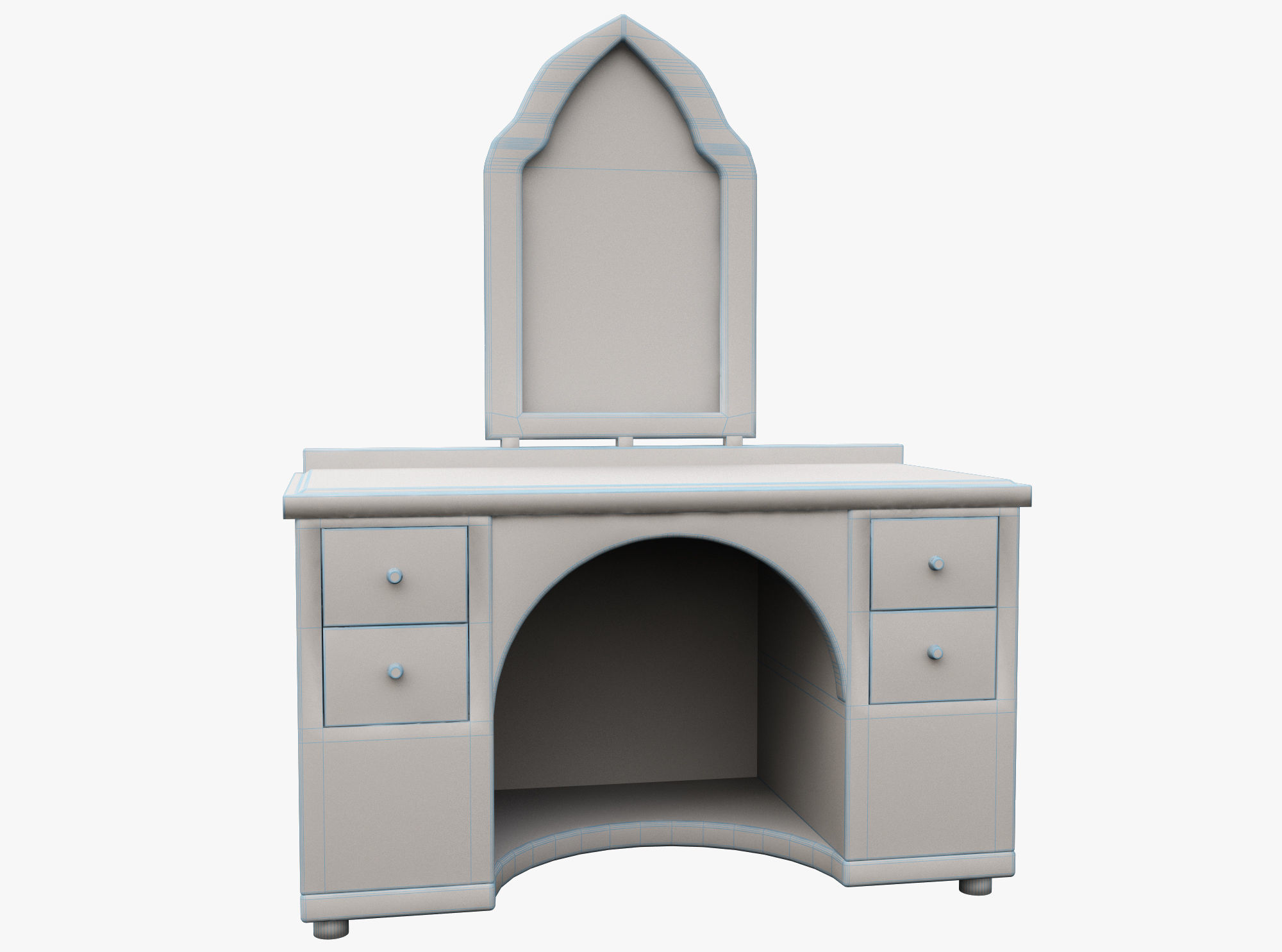 Medieval Table Low-poly 3D model_4