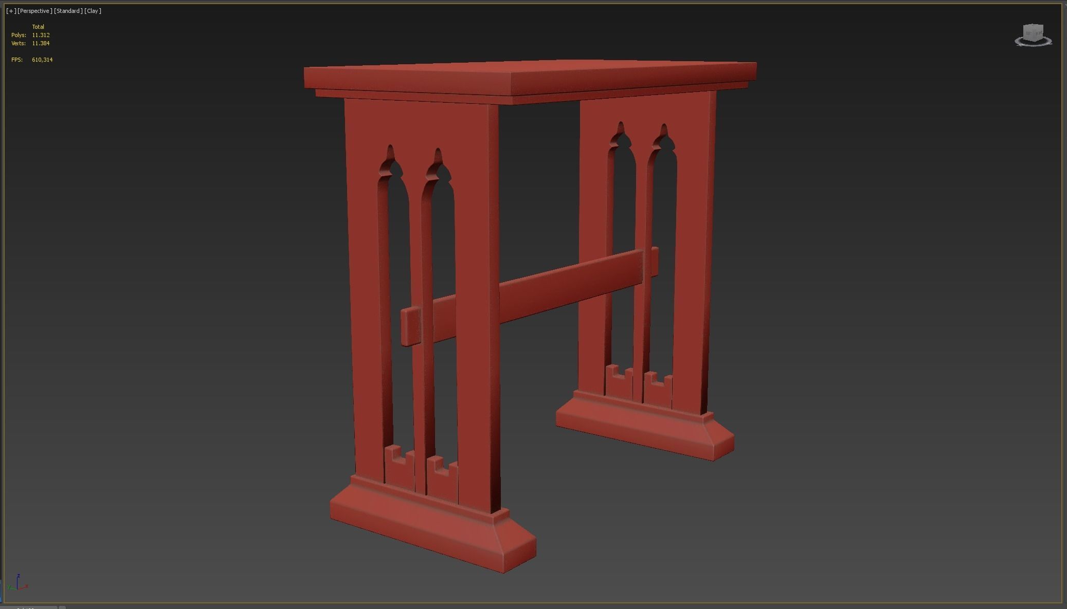 Medieval Table Low-poly 3D model_5