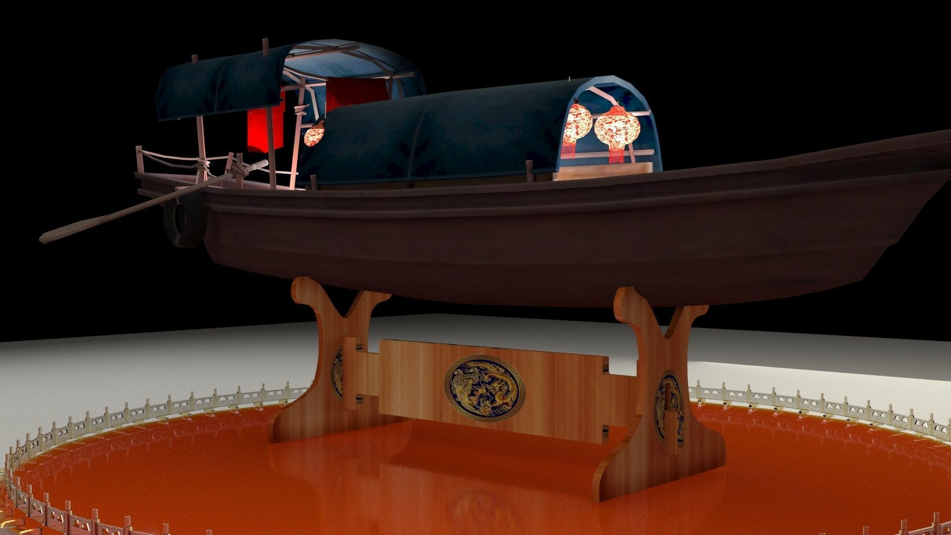 Chinese junk boat 3D model_3