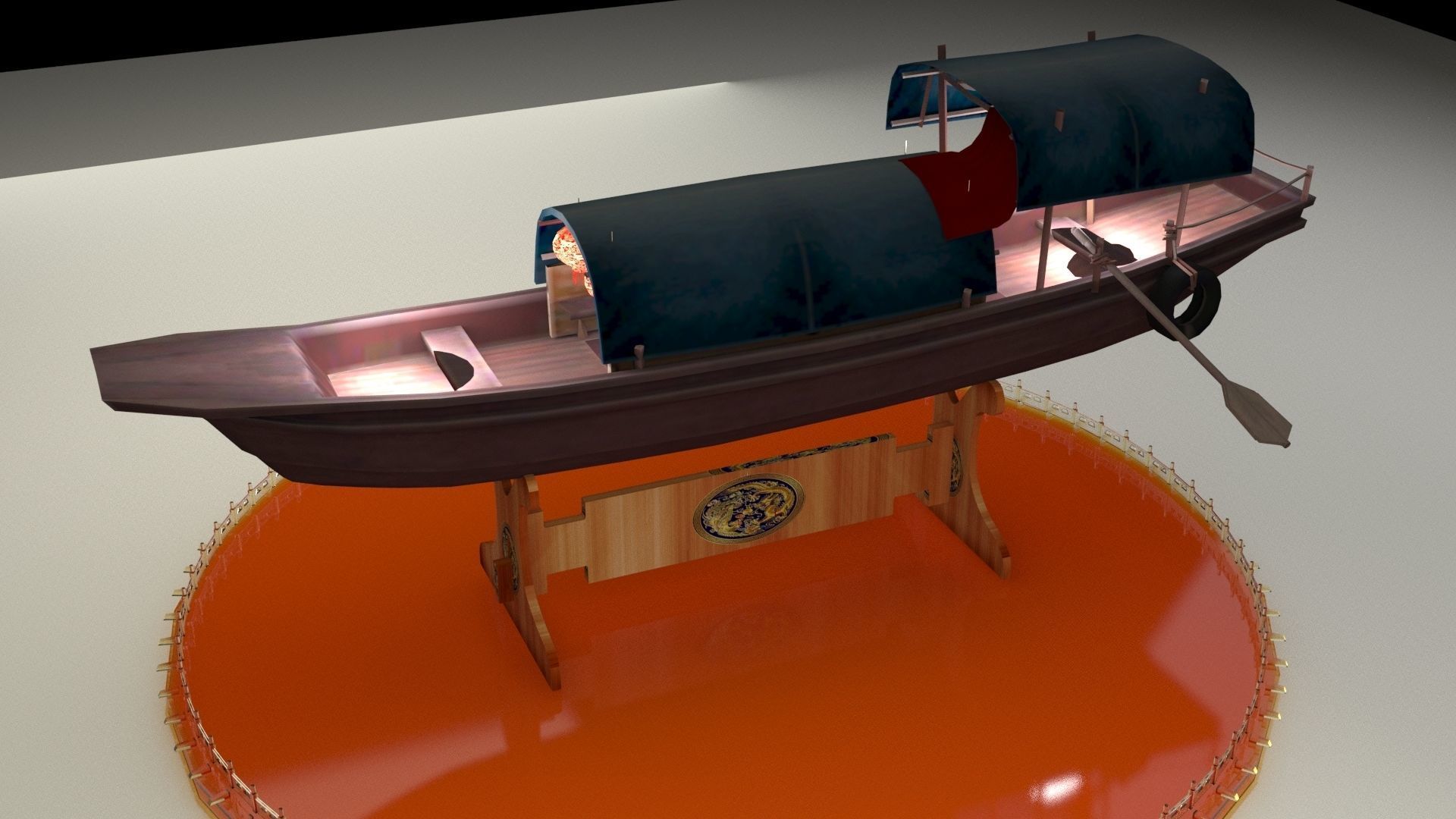 Chinese junk boat 3D model_2