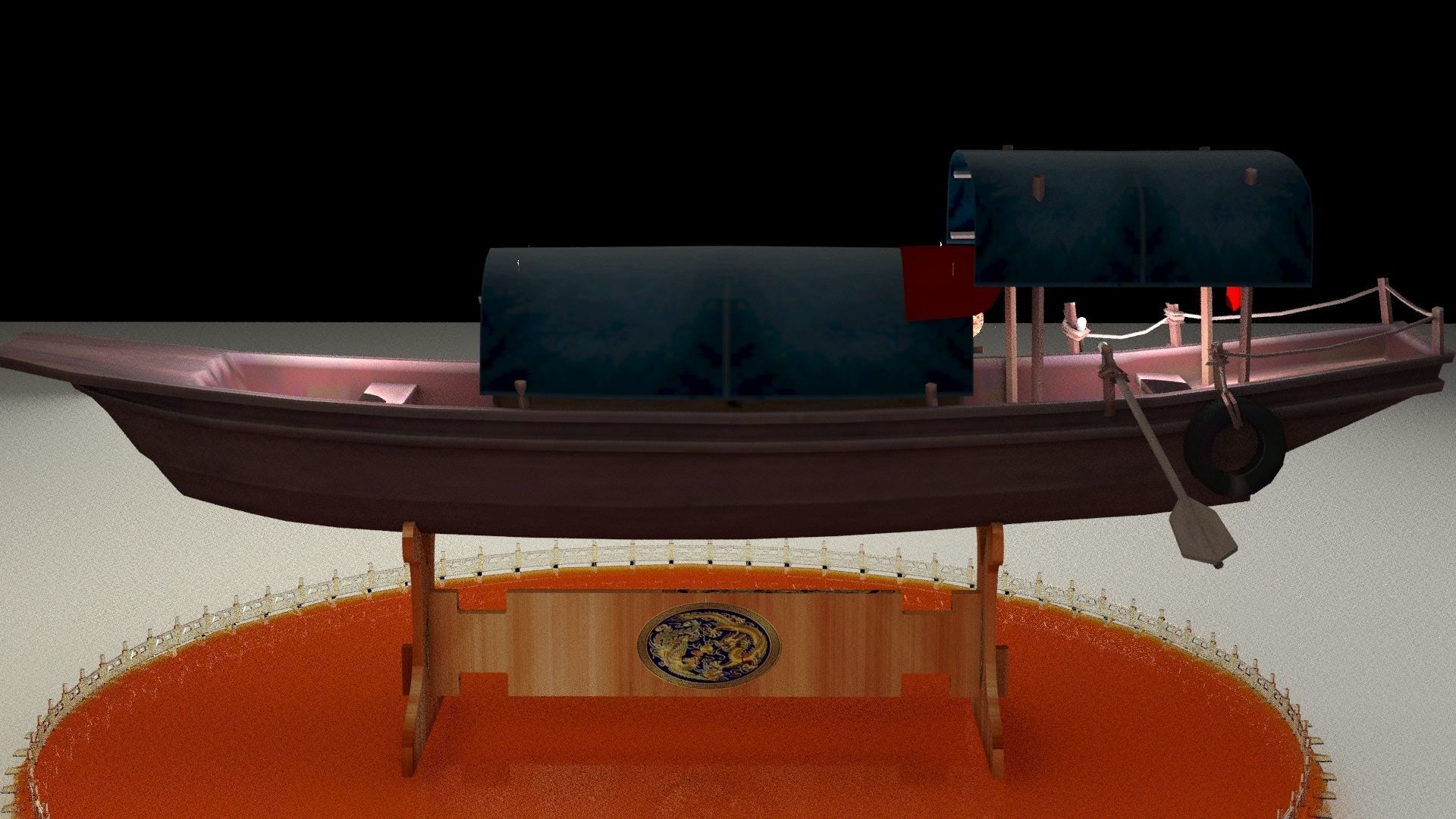 Chinese junk boat 3D model_1