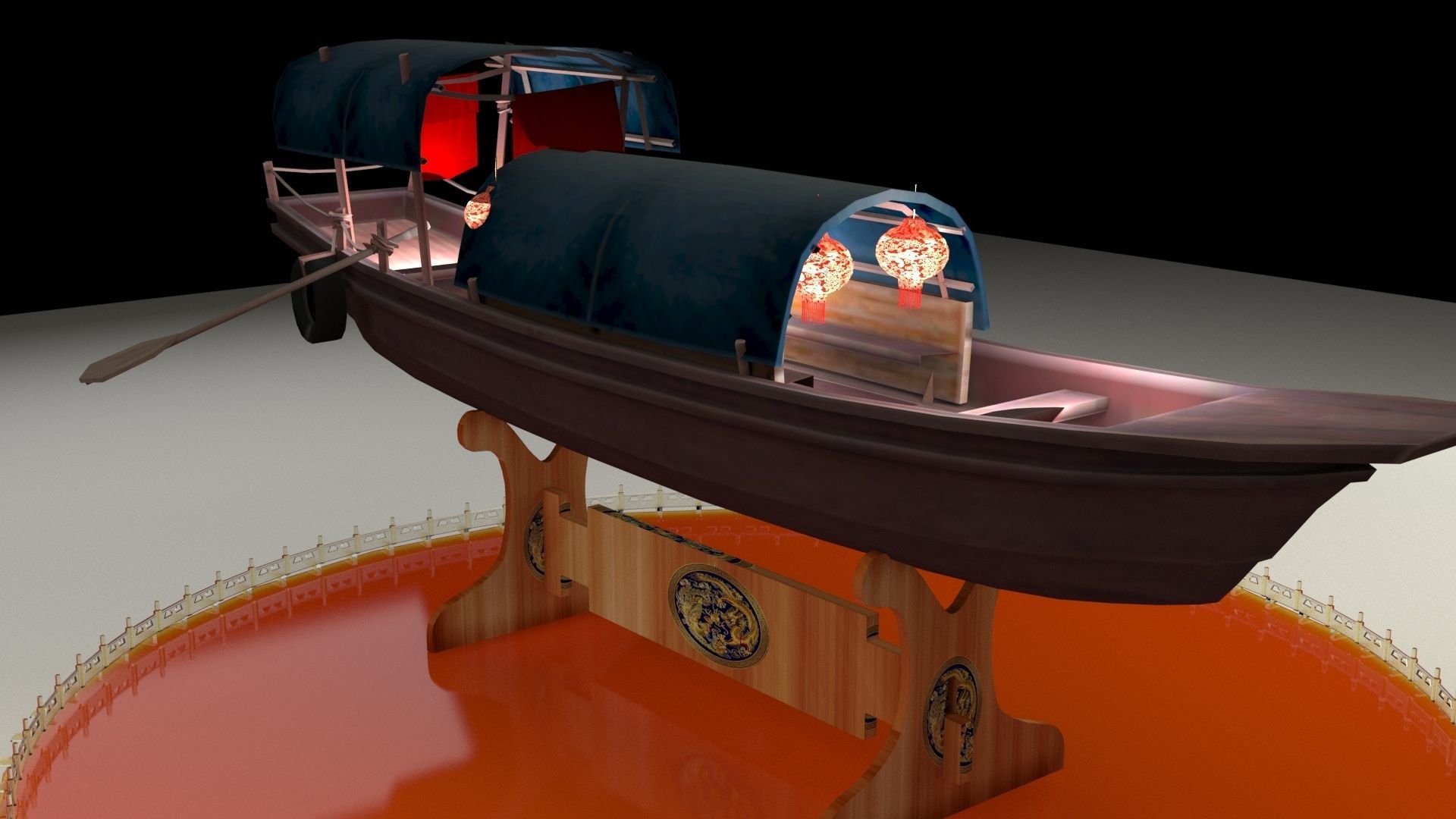 Chinese junk boat 3D model_4