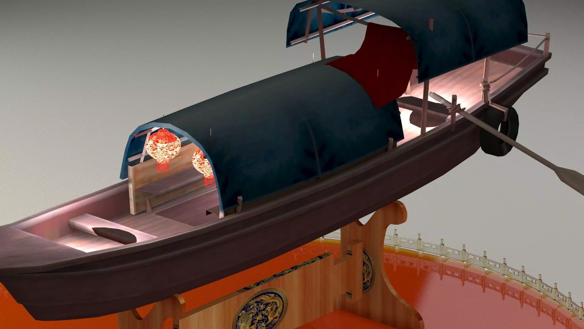 Chinese junk boat 3D model_0