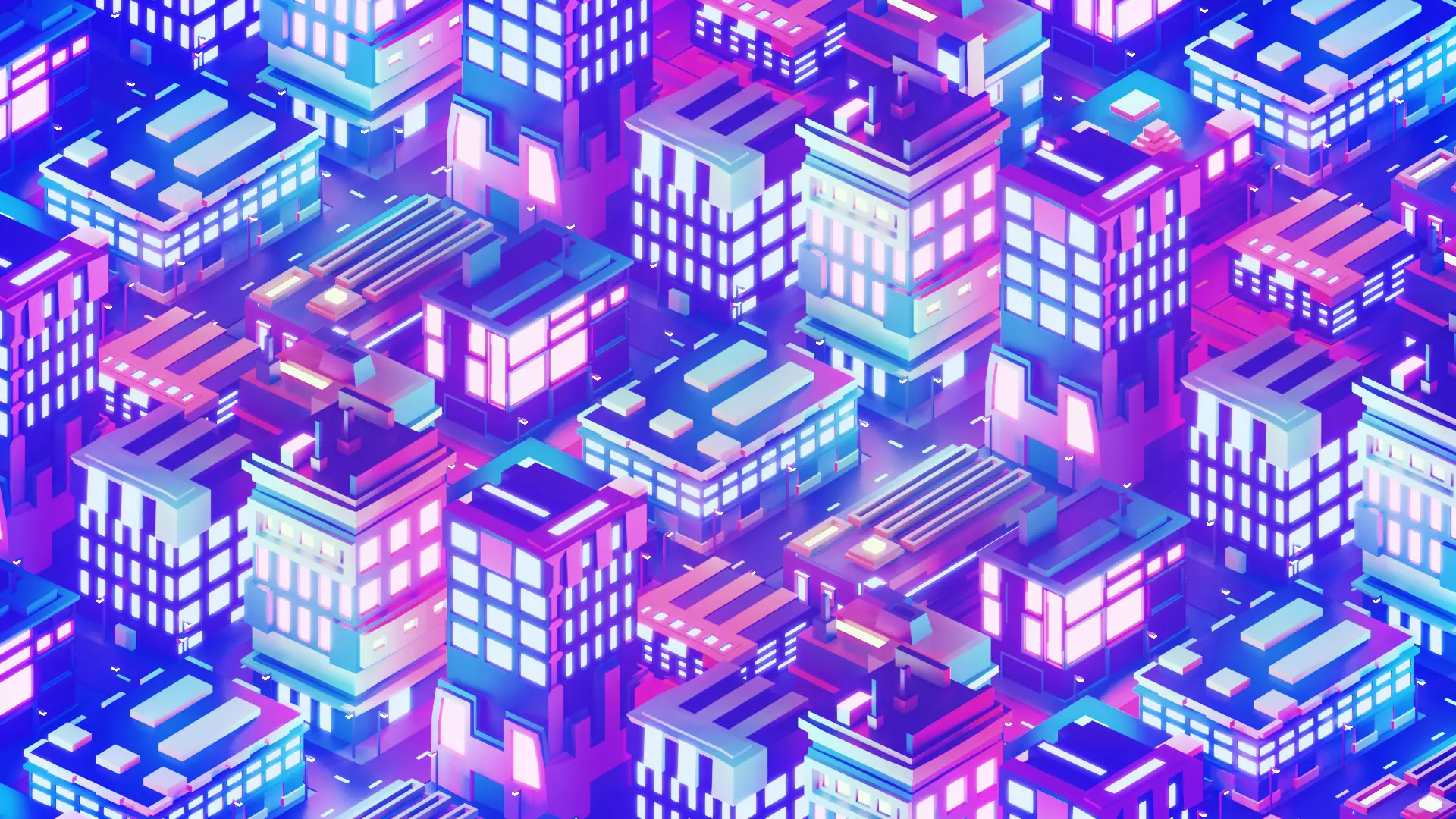 Neon City Low-poly 3D model