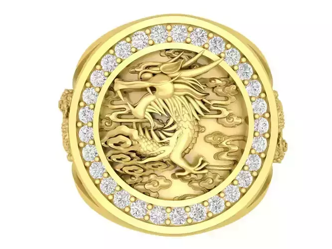 hongkong fengshui lucky diamond dragon ring 3674