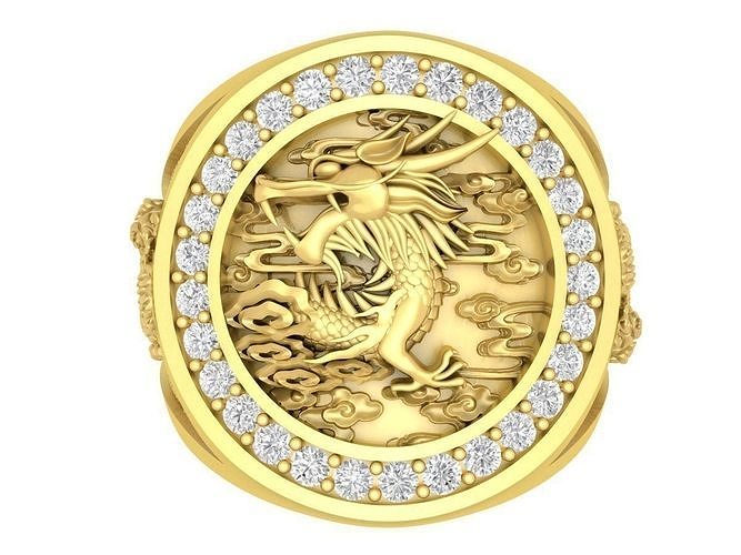 hongkong fengshui lucky diamond dragon ring 3674 3D print model