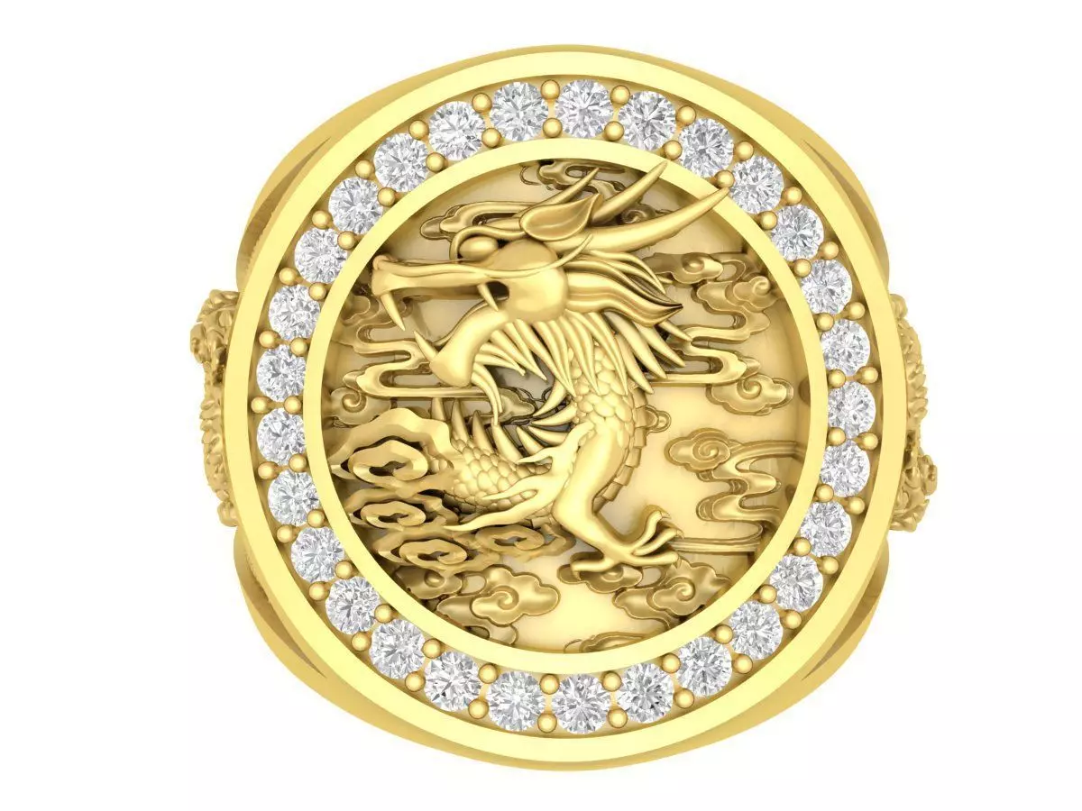 Luxury Dragon Diamond Men Ring Jewelry 3D Model3674 3D print model