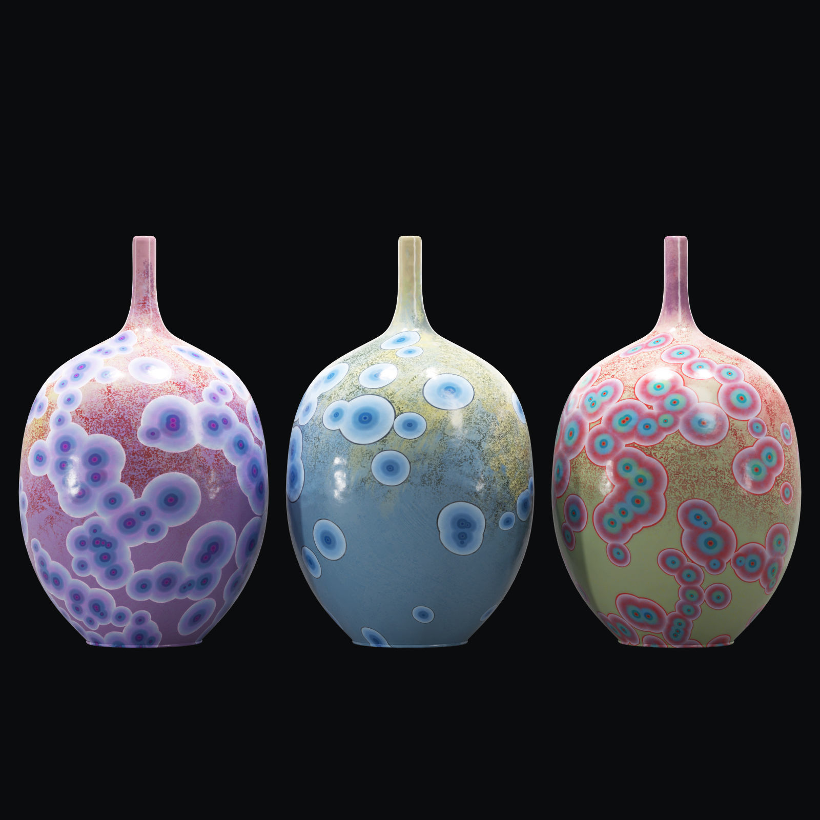 Vase-10 set of colorful vases Low-poly 3D model_1