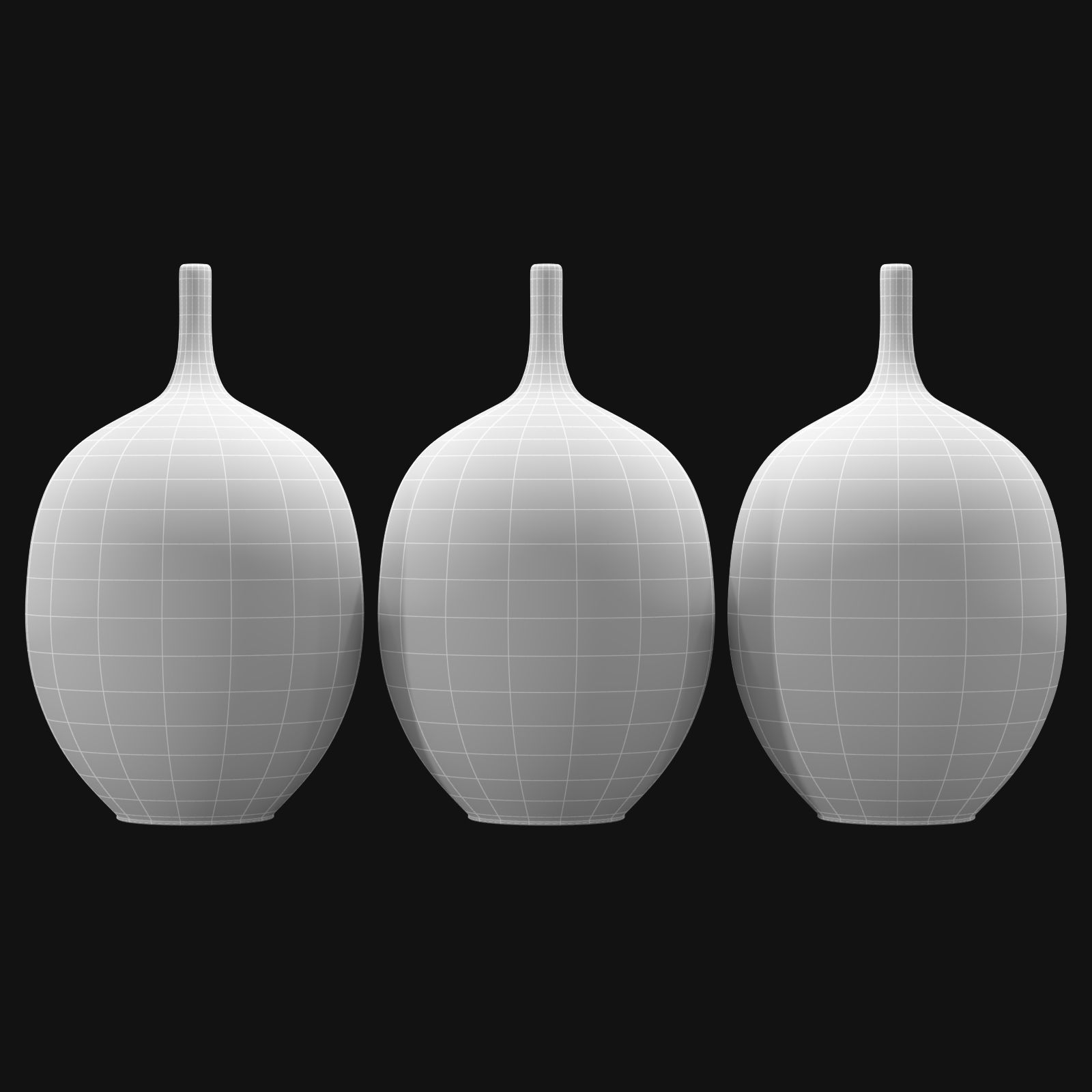 Vase-10 set of colorful vases Low-poly 3D model_2