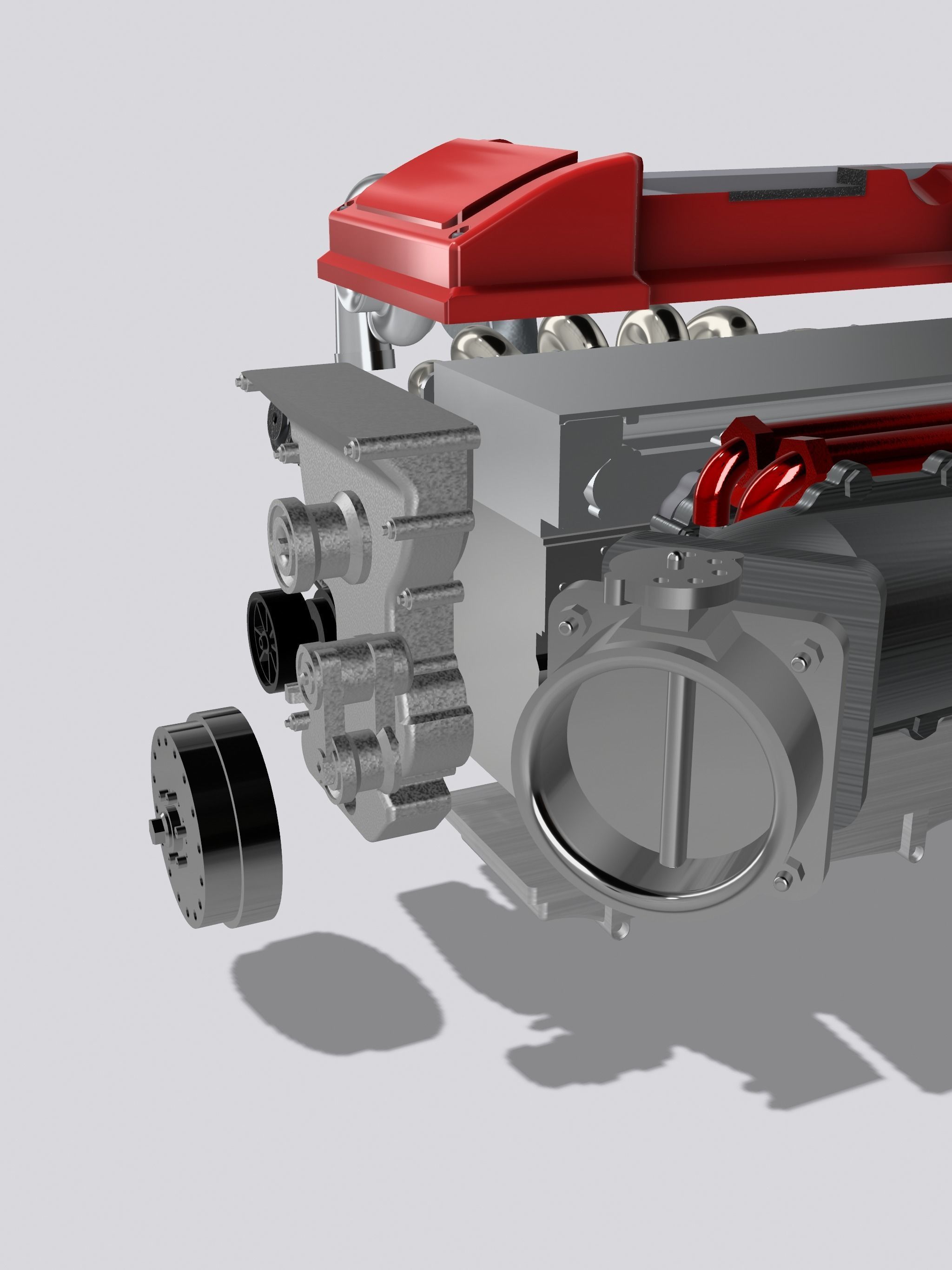 Billet Ford Barra Turbo engine with Sequential gearbox combo 3D print model_7