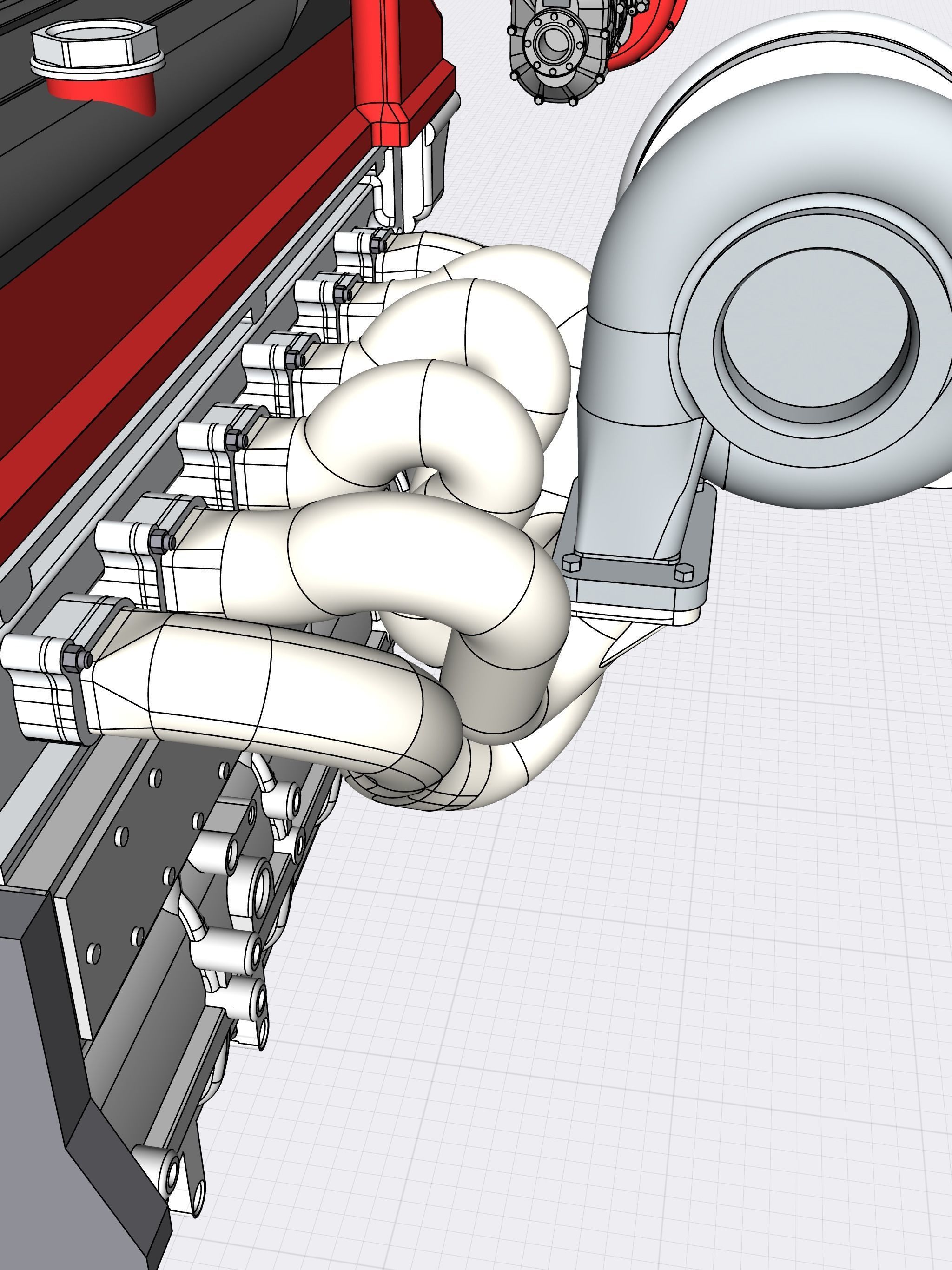 Billet Ford Barra Turbo engine with Sequential gearbox combo 3D print model_3