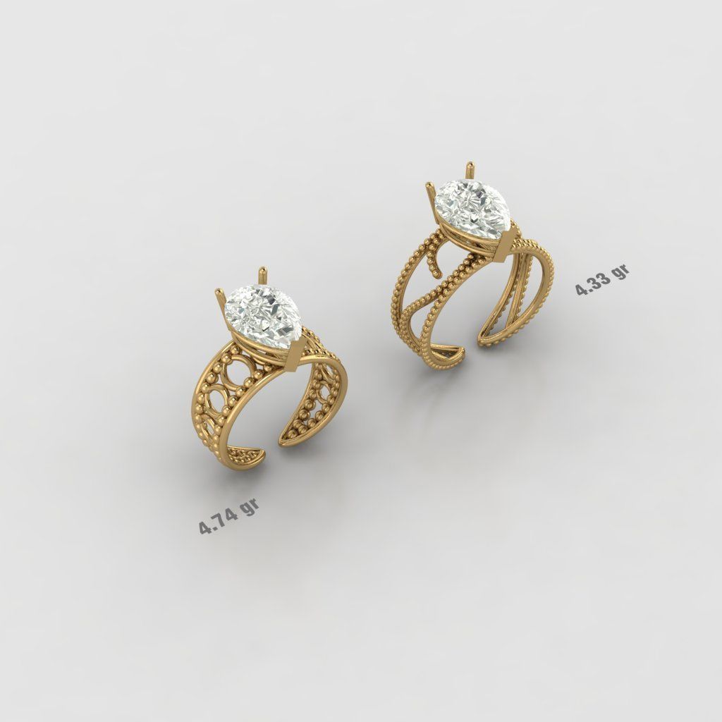 20  tear drop solitaire rings  3D model_2