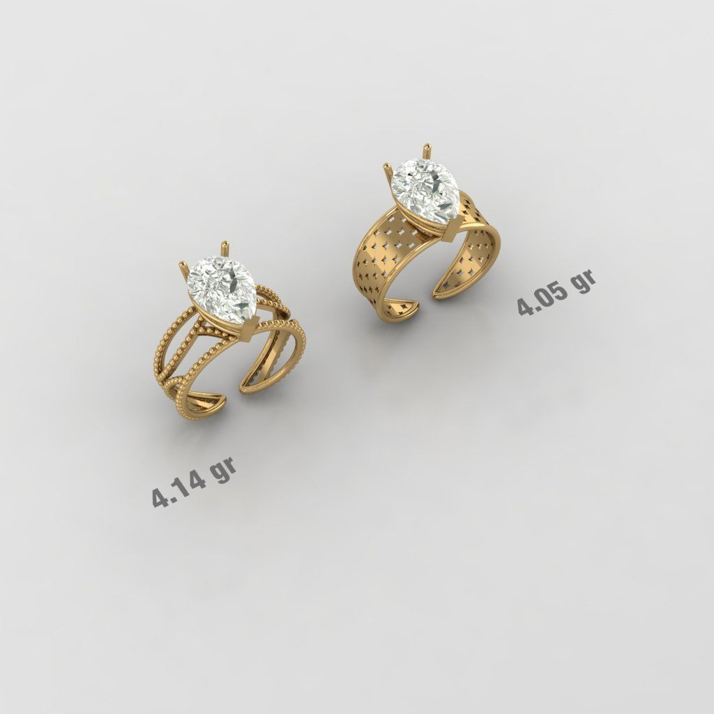 20  tear drop solitaire rings  3D model_4