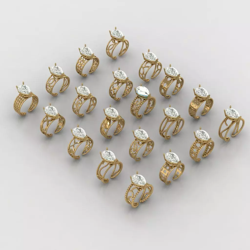 20  tear drop solitaire rings  3D model_0