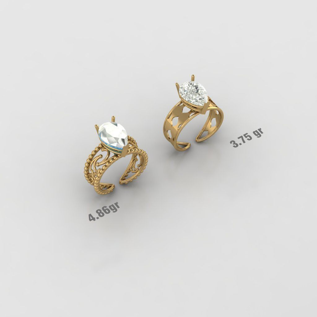 20  tear drop solitaire rings  3D model_5