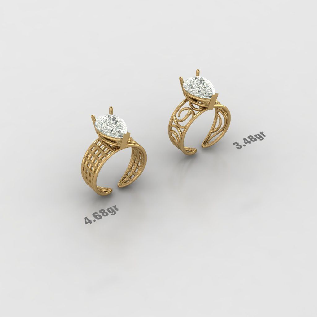 20  tear drop solitaire rings  3D model_3
