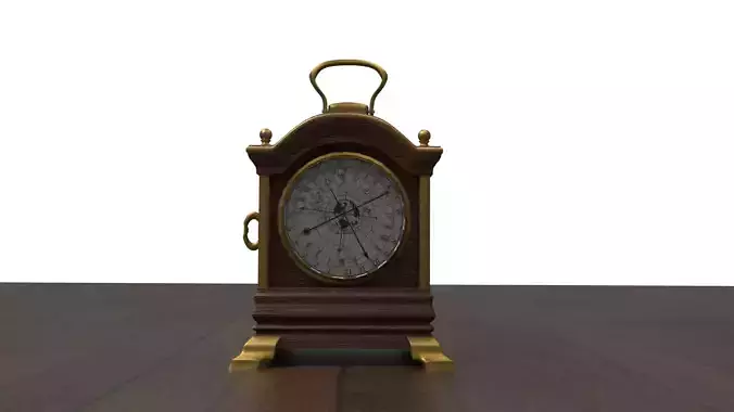 clock antique on wooden table Low-poly 3D model
