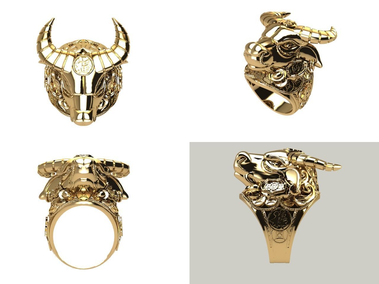 ring Buffalo style 3D print model_11