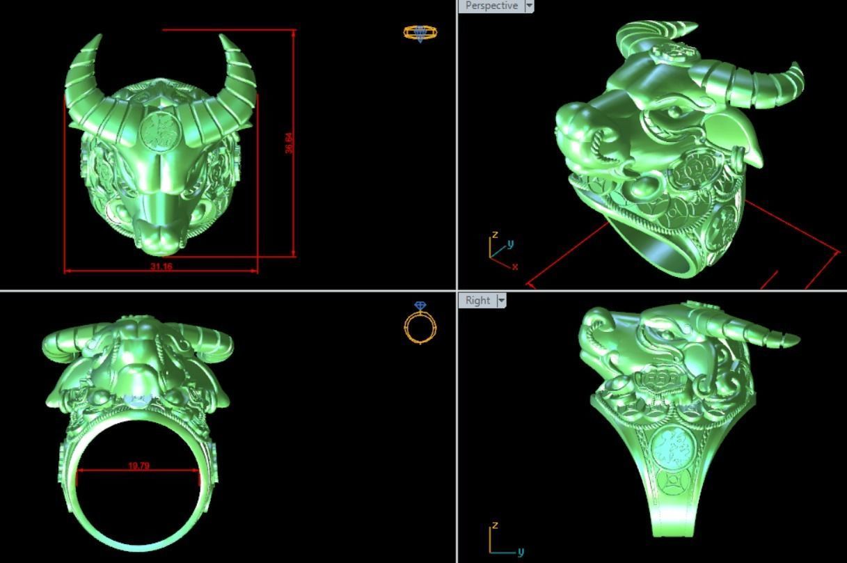 ring Buffalo style 3D print model_12