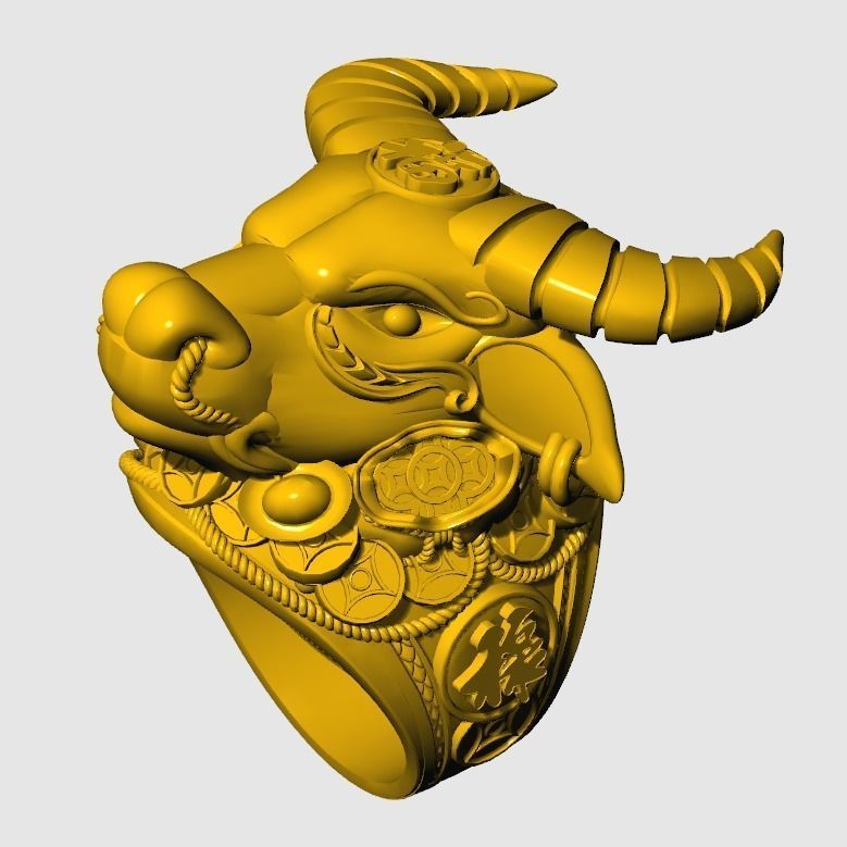 ring Buffalo style 3D print model_2