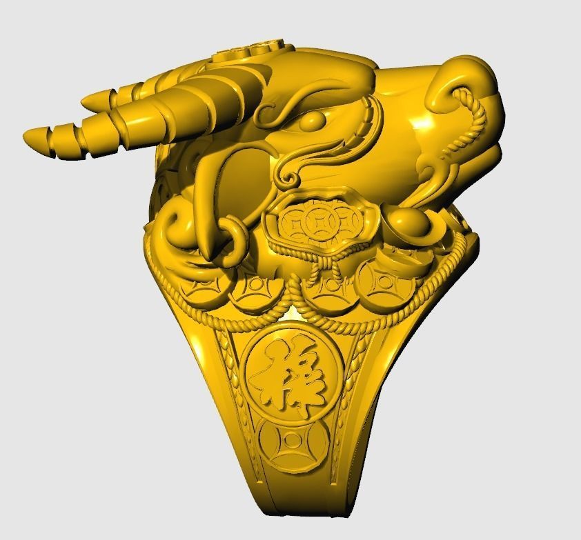 ring Buffalo style 3D print model_1