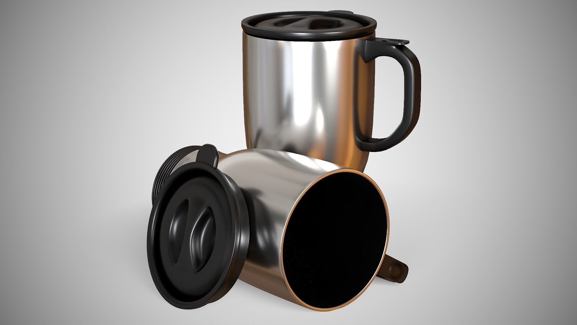 Travel Mug Silver Low-poly 3D model_6