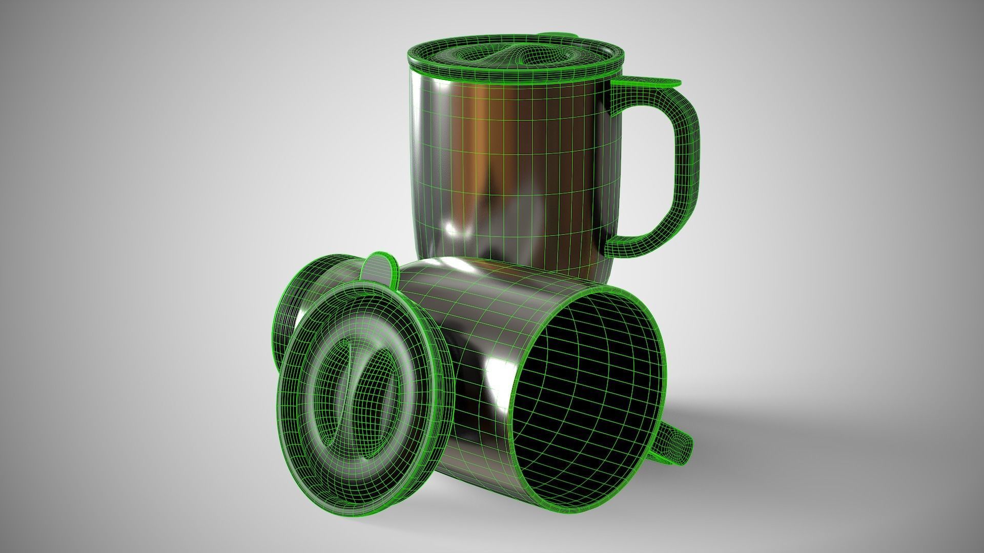 Travel Mug Silver Low-poly 3D model_15