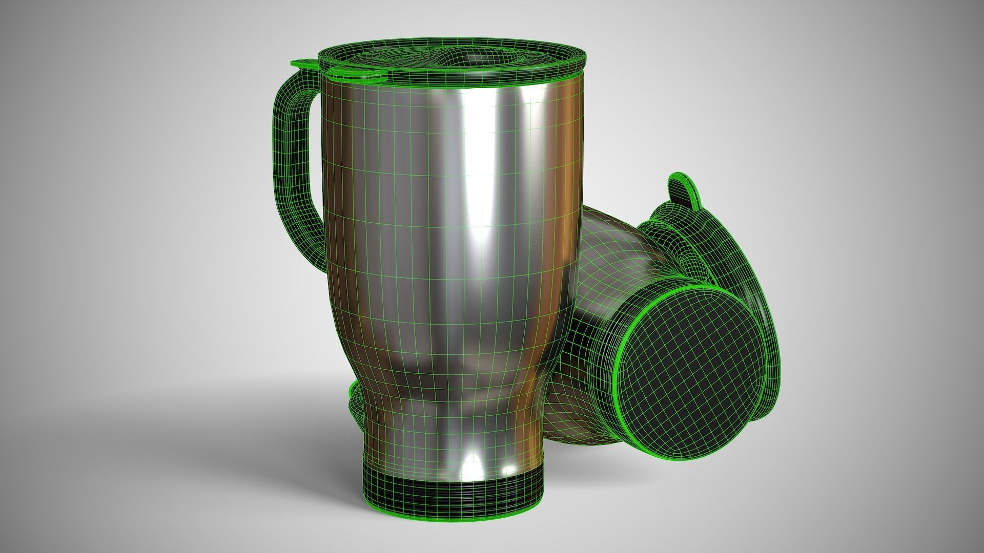 Travel Mug Silver Low-poly 3D model_16