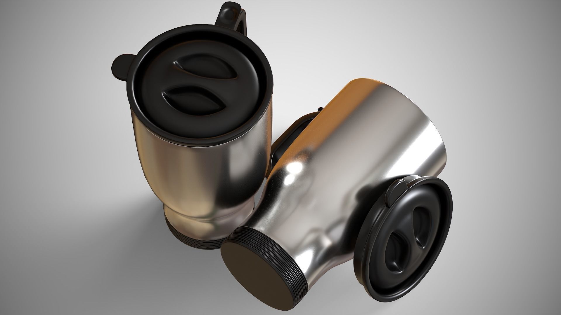 Travel Mug Silver Low-poly 3D model_8