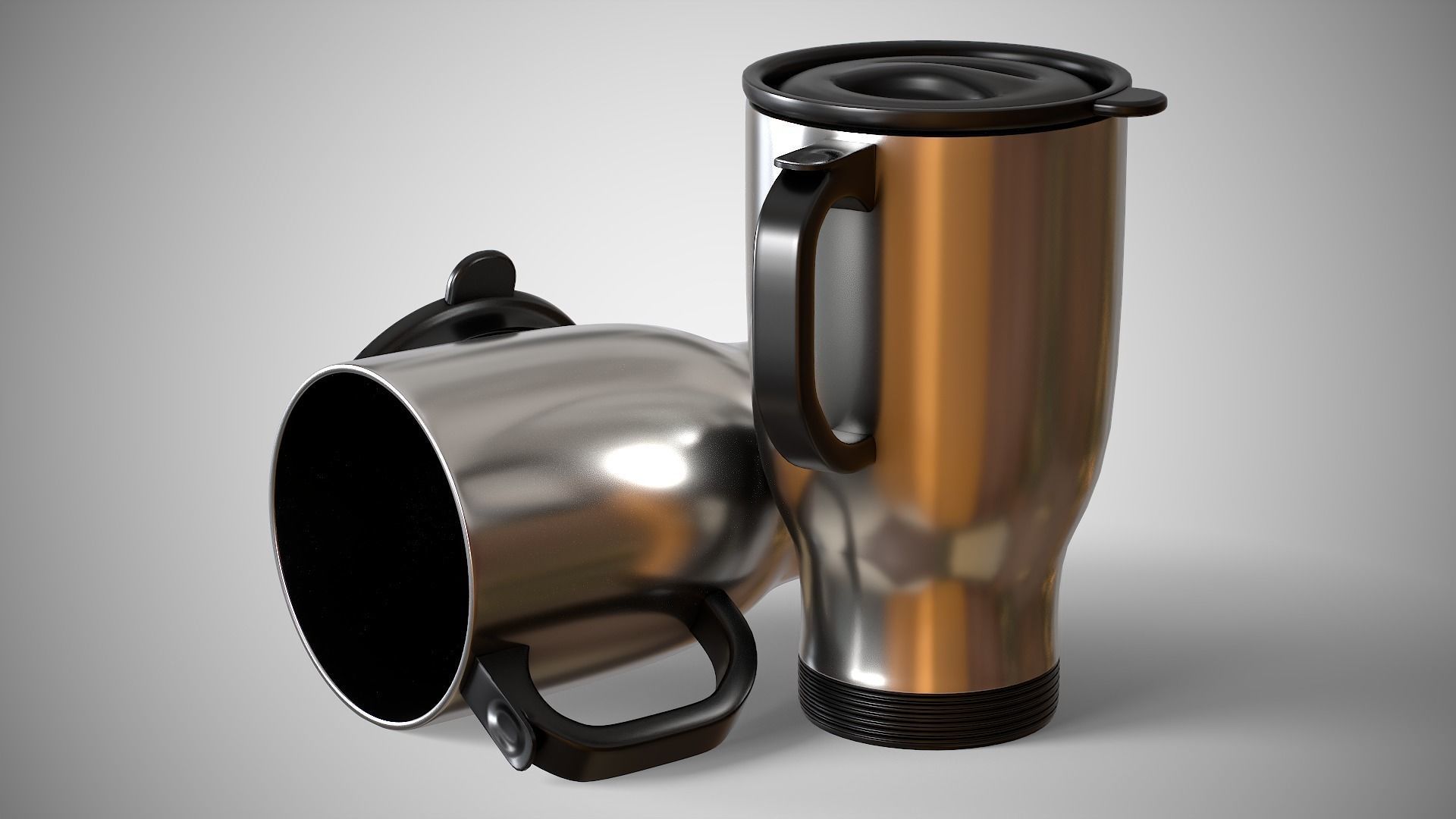 Travel Mug Silver Low-poly 3D model_7