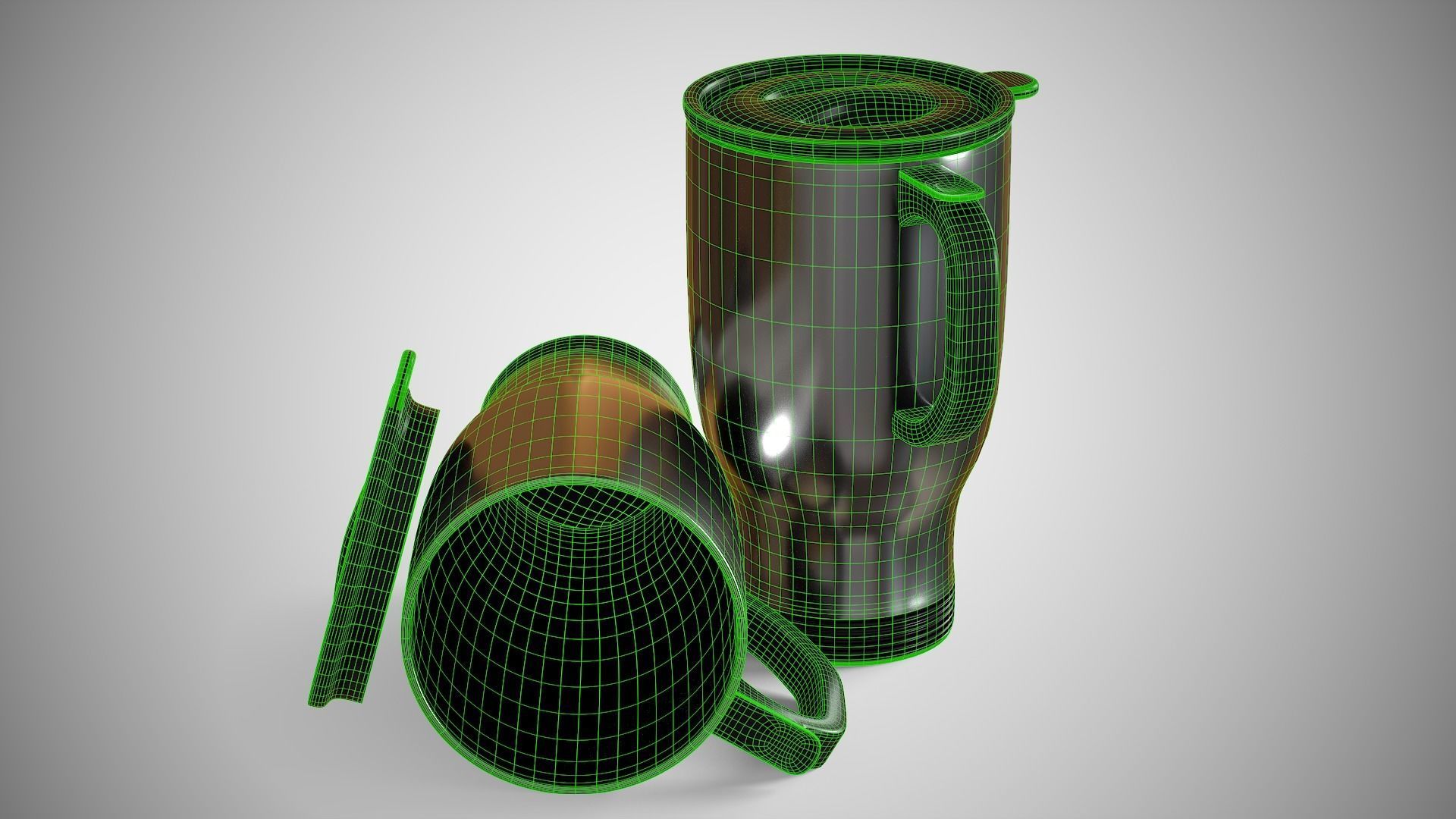 Travel Mug Silver Low-poly 3D model_17