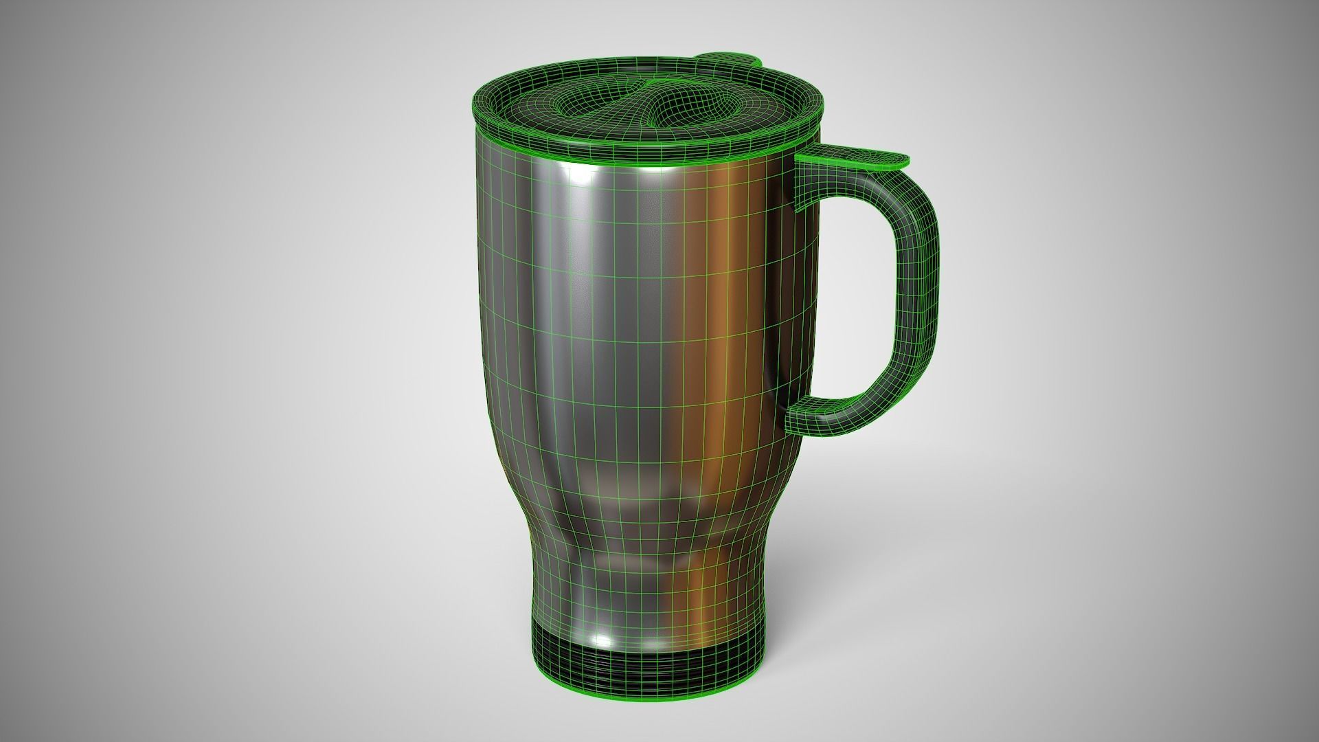 Travel Mug Silver Low-poly 3D model_9