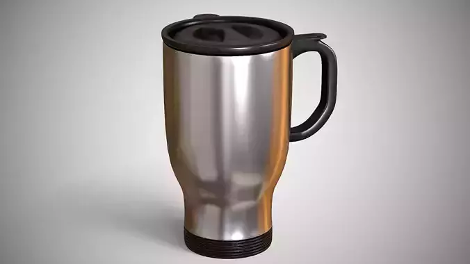 Travel Mug Silver Low-poly 3D model