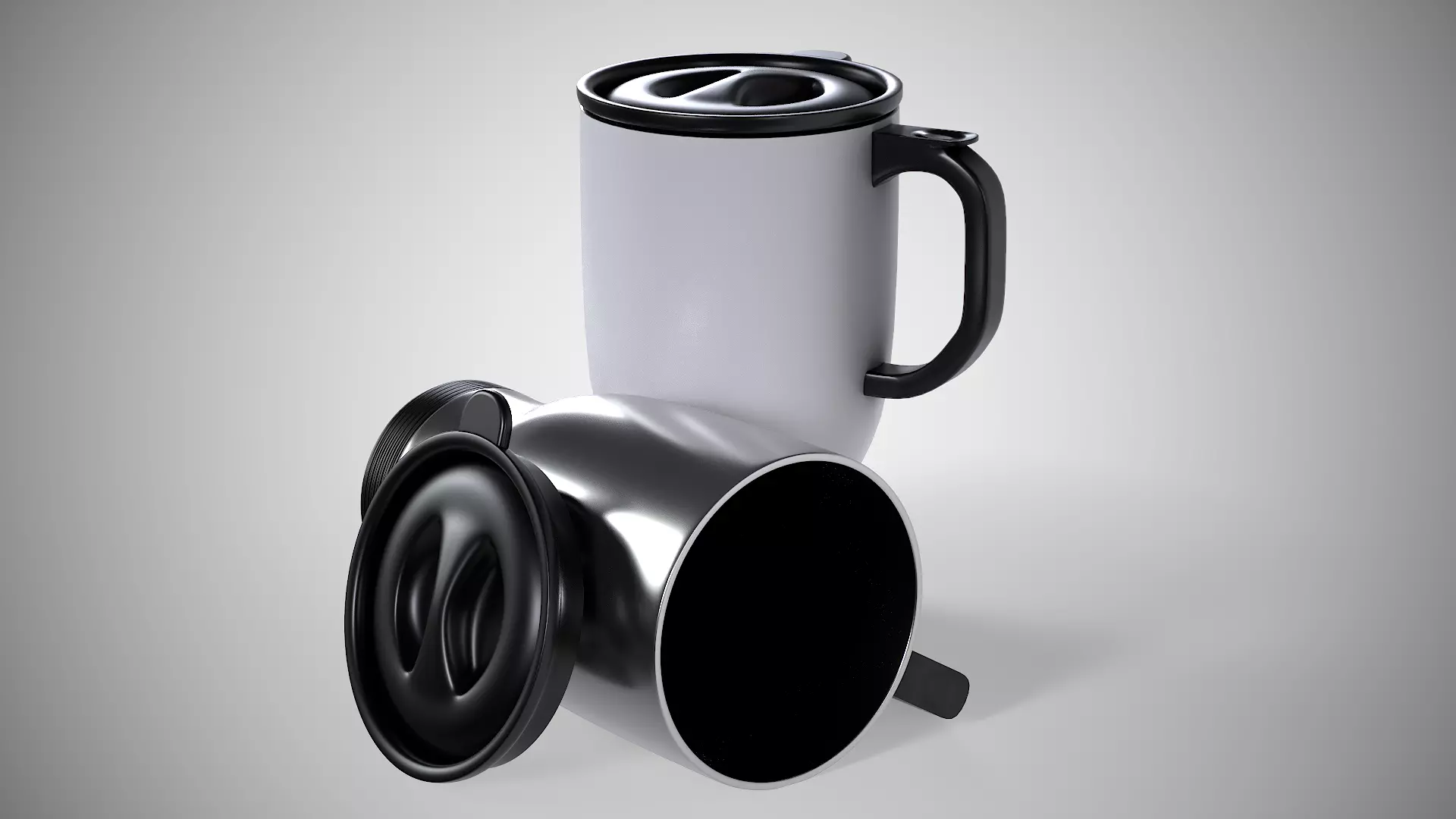 travel Mug White and Silver Collection _0