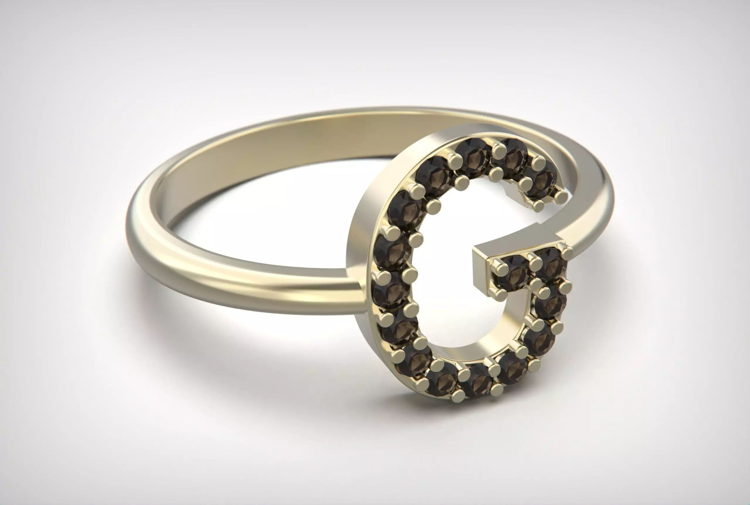 Ring with letter G 3D print model
